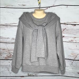 KBB by Kahlana NWT Size M Heather Gray Double Layer Crewneck Sweatshirt Top